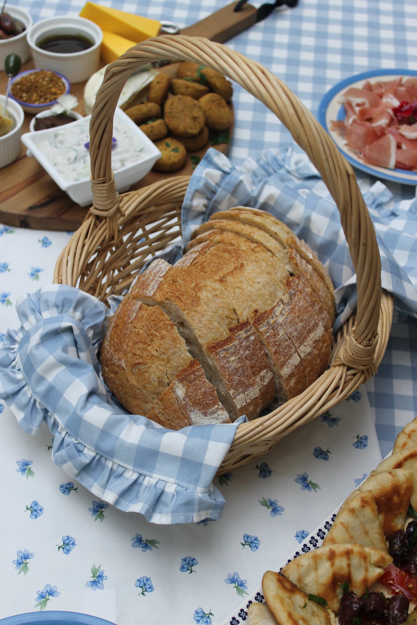 French Blue Gingham Ruffle Tea Towel