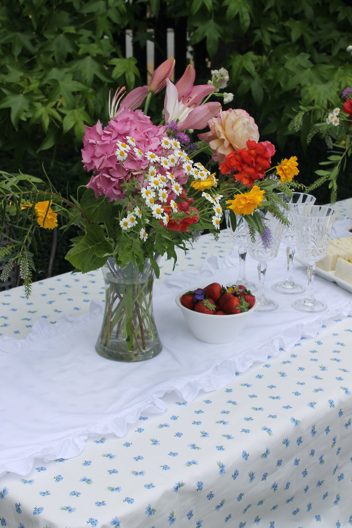 Blue Cottage Floral Tablecloth