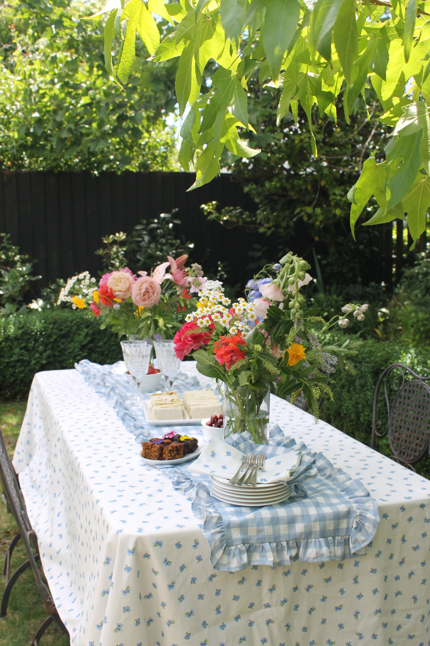 Blue Cottage Floral Tablecloth