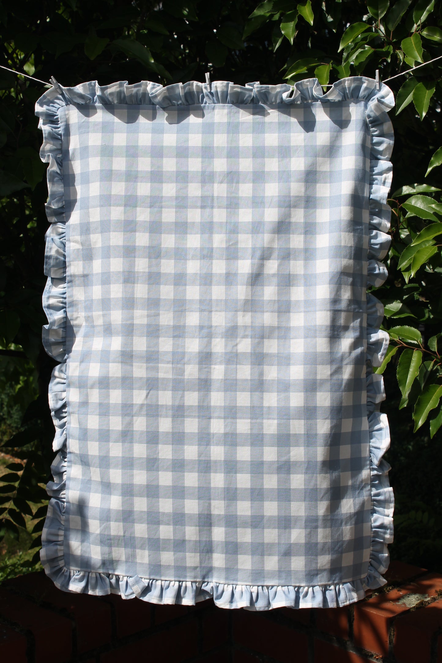 French Blue Gingham Ruffle Tea Towel