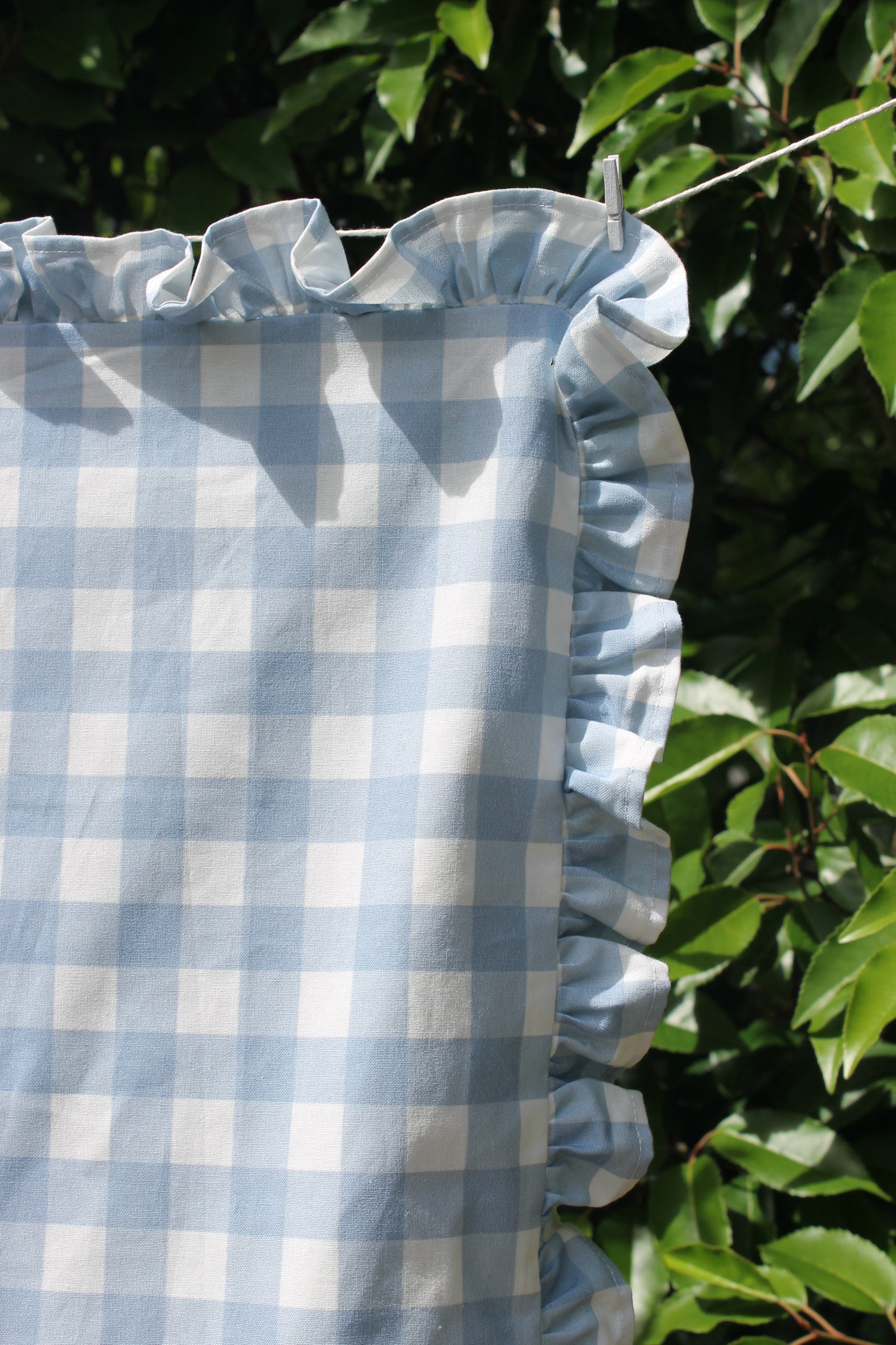 French Blue Gingham Ruffle Tea Towel