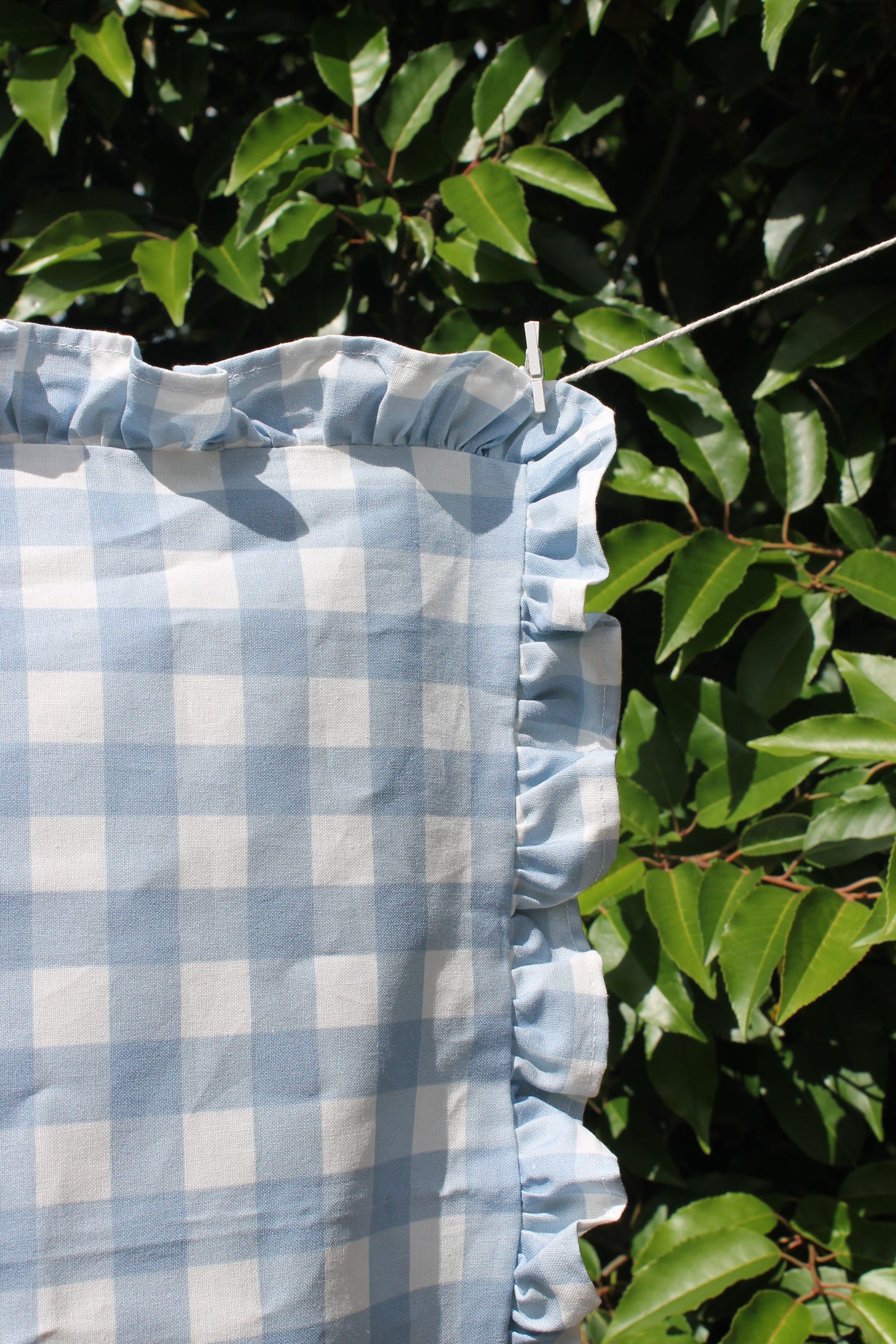 French Blue Gingham Ruffle Napkins - Set of 2