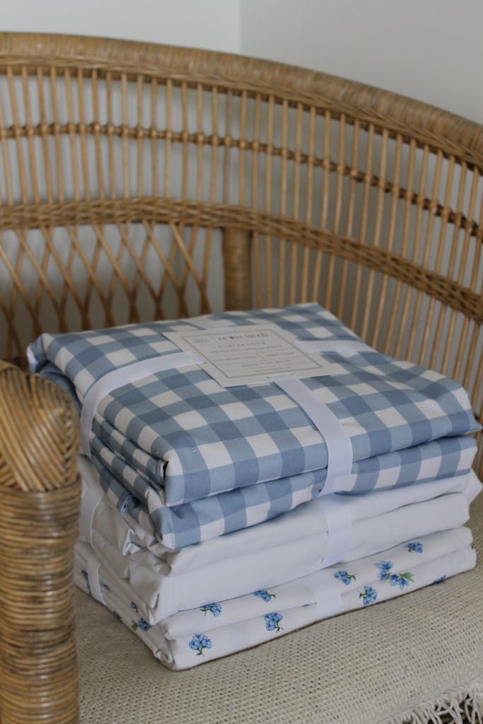 French Blue Gingham Ruffle Tablecloth